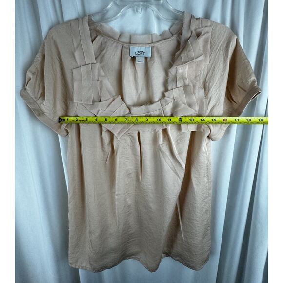 Ann Taylor LOFT Pleated Square Neck, Peach, Sz: M, 56-47 - Picture 10 of 16